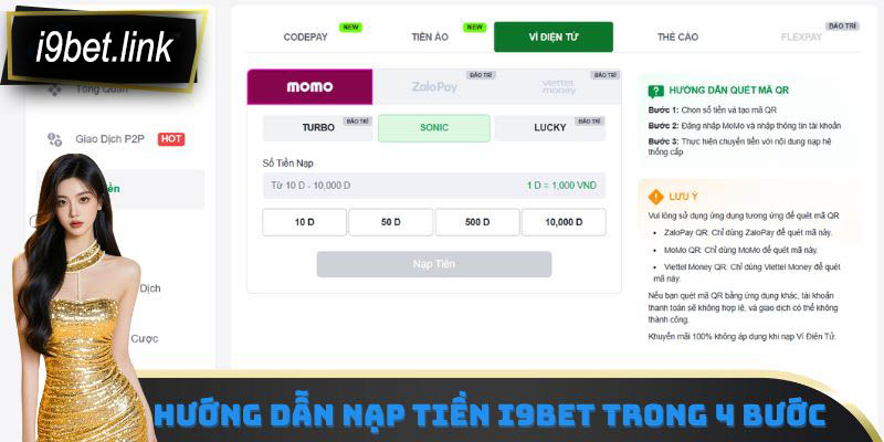 Hướng dẫn nạp tiền i9Bet trong 4 bước