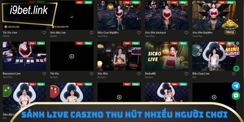 Sảnh live casino tại i9Bet thu hút đông đảo người chơi tham gia